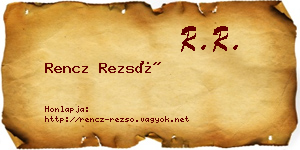 Rencz Rezső névjegykártya